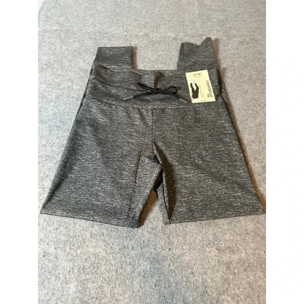 No Boundaries Womens High Rise Tie Waist Leggings Charcoal Grey Heather S/M NEW